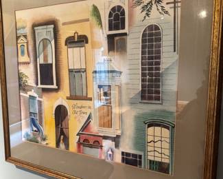 “Windows in Old Town” Chicago Architectural Watercolor, Framed
