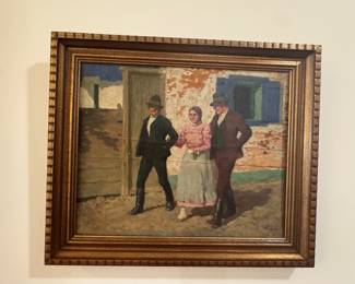 Sándor Nyilasy "Beszélgetök" Signed Early 20th Century European Oil Painting