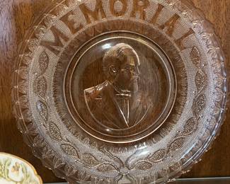 Antique 1881 Early American Pressed Glass President James A. Garfield Memorial bread plate