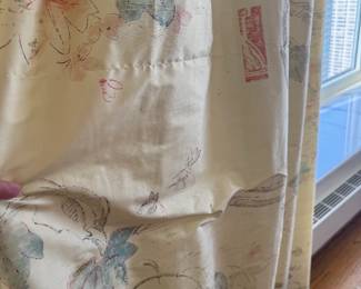 Custom Floral and Horse Damask Silk Drapery Panels with Swag Valance