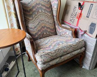 Louis XV Style Carved Walnut Wingback Bergère Armchair