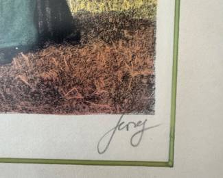 After Millet “The Gleaners” Hand-Colored Print, Signed