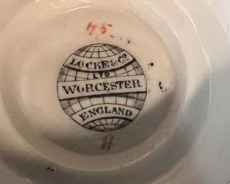 Locke & Co. Worcester England Hand-Painted Porcelain Ewer / Pitcher with Autumn Leaf Decoration & Gilt Accents