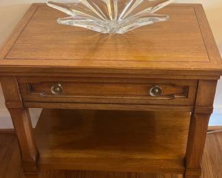 Drexel MCM Heritage Nightstand With Drawer, Brass Caps and Hardware