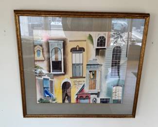 “Windows in Old Town” Chicago Architectural Watercolor, Framed