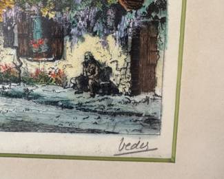 Eugène-Louis Veder “Barbizon – Atelier J.F. Millet” Signed Hand-Colored Etching