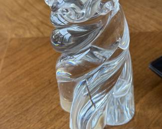 Baccarat France Crystal Figural Seahorse Candlestick / Candle Holder Pair