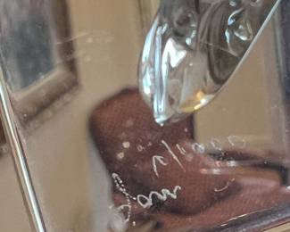 Hand-Blown Art Glass Figural Sculpture of Woman with Bird