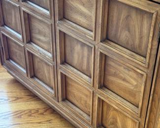 Flair by Bernhardt Walnut Geometric Door Credenza / Sideboard