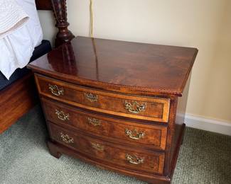 Henredon Aston Court Burl Wood Three-Drawer Nightstand