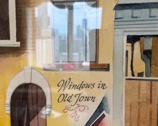 “Windows in Old Town” Chicago Architectural Watercolor, Framed