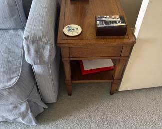 Drexel MCM Heritage Nightstand With Drawer, Brass Caps and Hardware