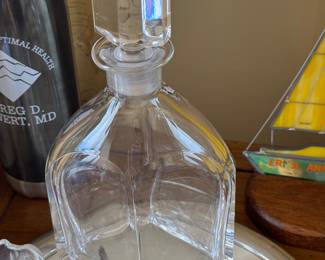 Orrefors Sweden Crystal Geometric Decanter with Faceted Stopper