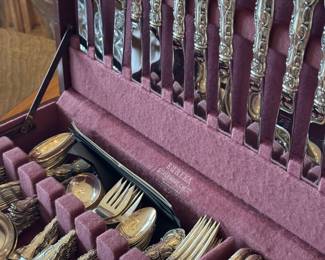 Gorham Sterling Silver Strasbourg Flatware Set in Eureka Silverware Chest 