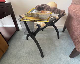 Regency Style Curule Bench / Luggage Rack with Upholstered Straps