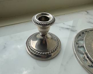 Gorham Weighted Sterling Rope-Edge Candlestick