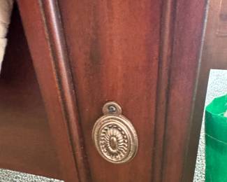 Burl Wood Breakfront China Cabinet with Glass Doors