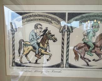 Curt Frankensteien “Medical Merry-Go-Round” Signed Limited Edition 10/100 Hand-Colored Print