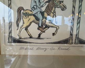 Curt Frankensteien “Medical Merry-Go-Round” Signed Limited Edition 10/100 Hand-Colored Print
