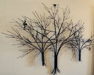 Curtis Jeré “Birds in Winter Trees” Brutalist Metal Wall Sculpture