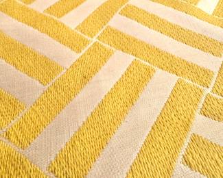 Dorothy Collins Interiors Yellow & White Geometric Upholstered Lounge Armchair with Loose Back Cushion