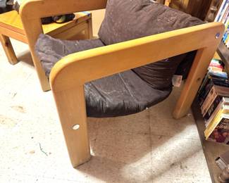 Bunting Company Matching Two-Seat Wood Frame Loveseat with Dark Brown Upholstered Cushions