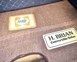 H. Brian Convertible Sofas by Sealy Blue Patterned Upholstered Sleeper Sofa with Rolled Arms
