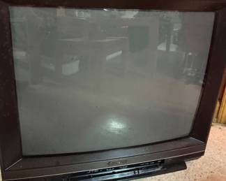 Hitachi Large-Screen CRT Console Television with Black Cabinet & Front Control Panel