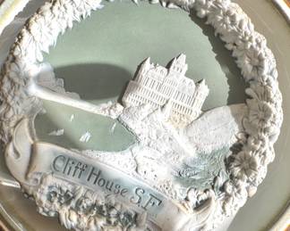 Cliff House San Francisco Raised Relief Architectural Souvenir Wall Plaque with Floral Border