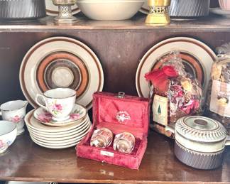 Royal China Santa Fe Cavalier Ironstone Dinnerware Collection with Brown & Rust Geometric Pattern