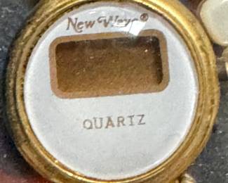 New Gallery Gold-Tone Digital Quartz Wristwatch with White Strap & Sculptural Case