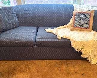 H. Brian Convertible Sofas by Sealy Blue Patterned Upholstered Sleeper Sofa with Rolled Arms