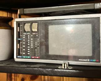 Emerson Portable Black-and-White Television with AM/FM Radio, Carrying Handle & Analog Tuning Controls