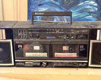Sony CFS-W360 Double Cassette AM/FM Stereo Boombox with High-Speed Dubbing, Graphic Equalizer & Detachable Speakers