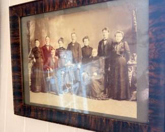Antique family photograph in tiger oak frame