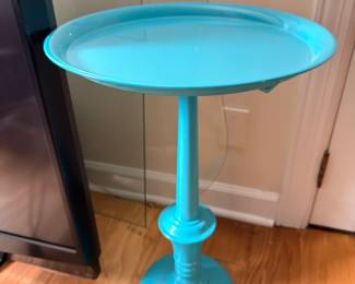 Turquoise metal pedestal accent side table