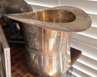 Silver plate top hat champagne ice bucket