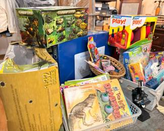 Kids toys, model kits, microscope, and games lot