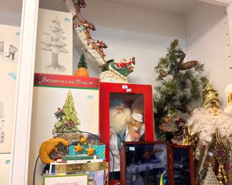 Christmas decorations, Santa figures and glass ornaments