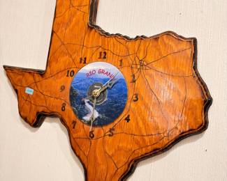 Wooden Texas state shape wall clock