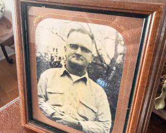Vintage framed black and white portrait photograph