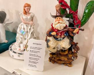 Porcelain bride figurine and cowboy Santa collectible