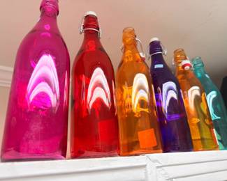 Colorful glass swing-top bottles, rainbow set