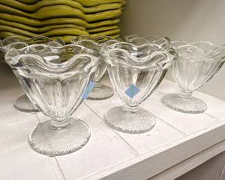 Vintage glass tulip sundae dessert dishes