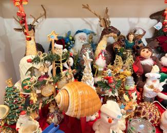 Christmas Santa figures, reindeer, and holiday decor lot
