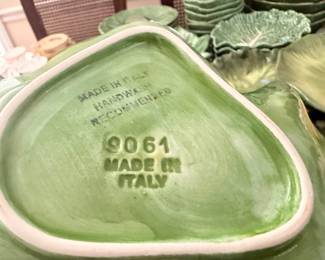 Made in Italy mark on majolica lettuce ware