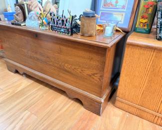 Antique oak blanket chest cedar trunk
