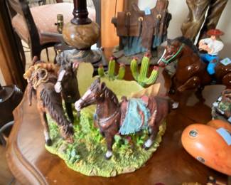 Western horse and cowboy figurine scene