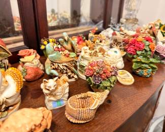 Capodimonte style porcelain flower and bird figurine collection