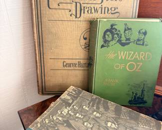 Antique books, early Wizard of Oz edition, Pen and Ink Drawing